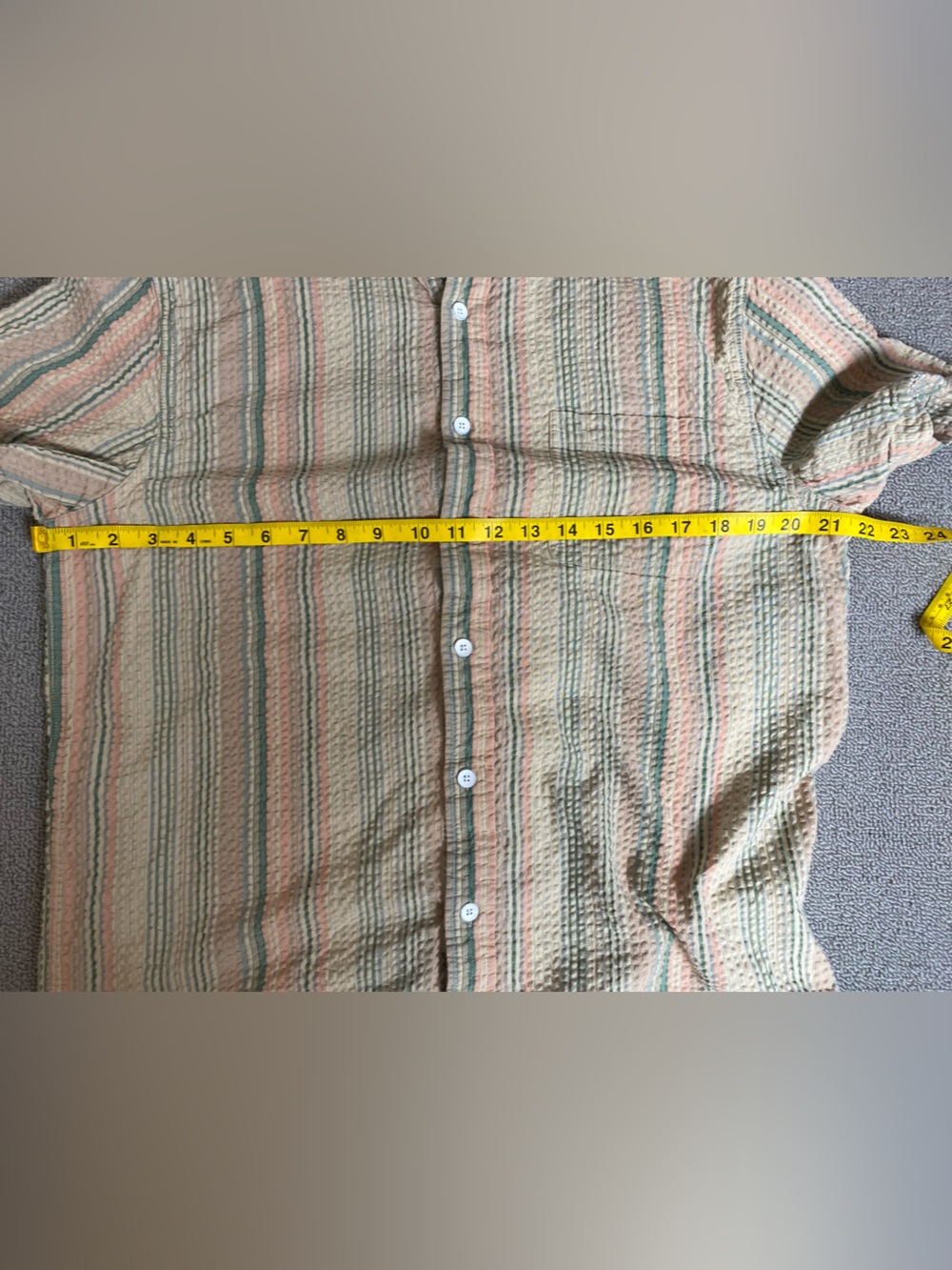Free Planet Striped 100% Cotton Short-Sleeve Button-Up Lightweight Summer Shirt - Picture 4 of 4